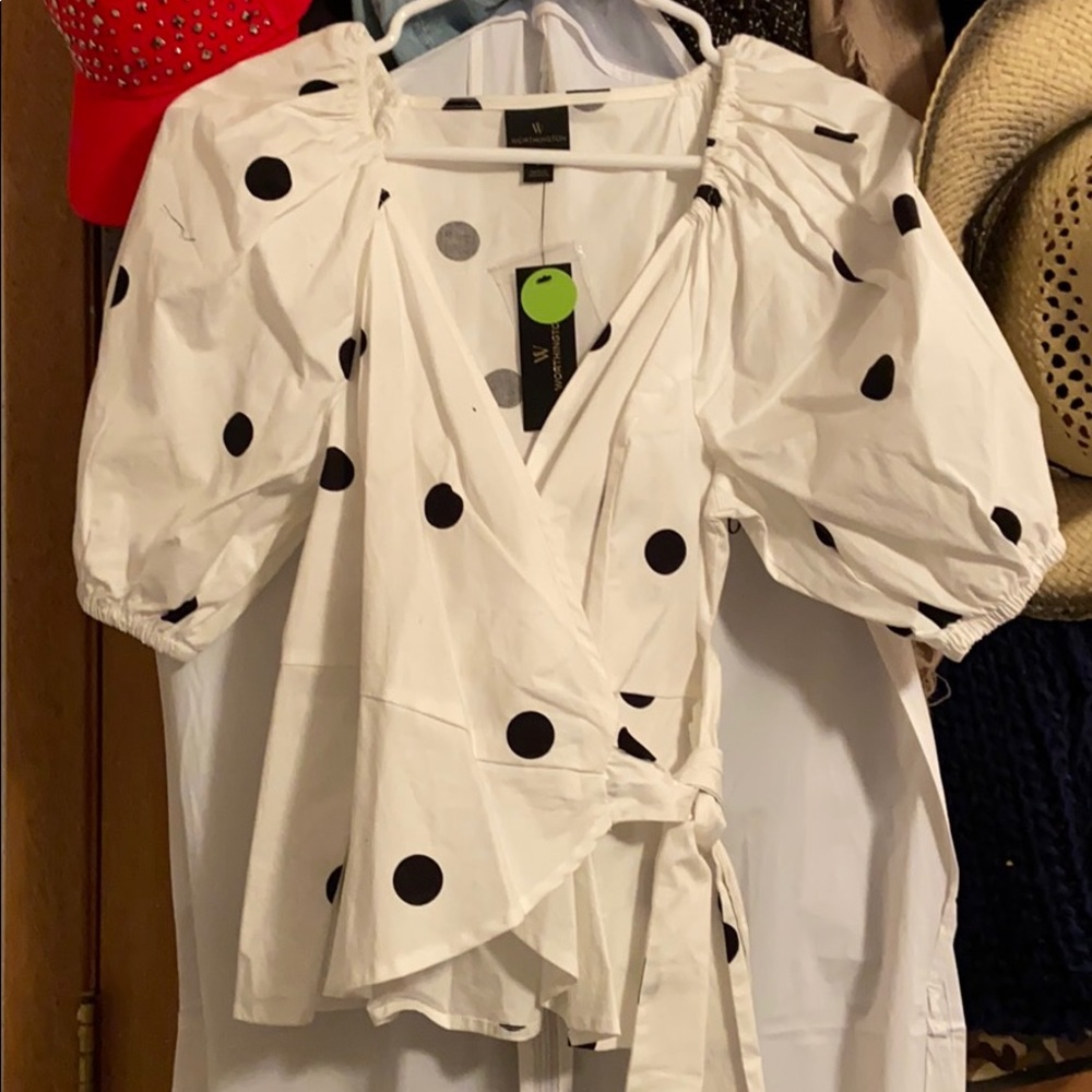 Polka dot cross over shirt